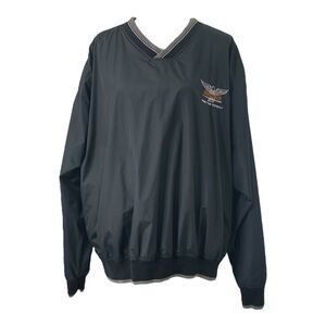 Men’s XL Vintage Windbreaker Jacket Fenwick Fishing Pullover V-Neck Black